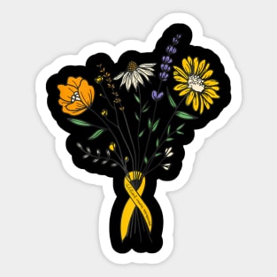 Childhood Cancer Awareness Gold Ribbon Wildflower Hippie Sticker